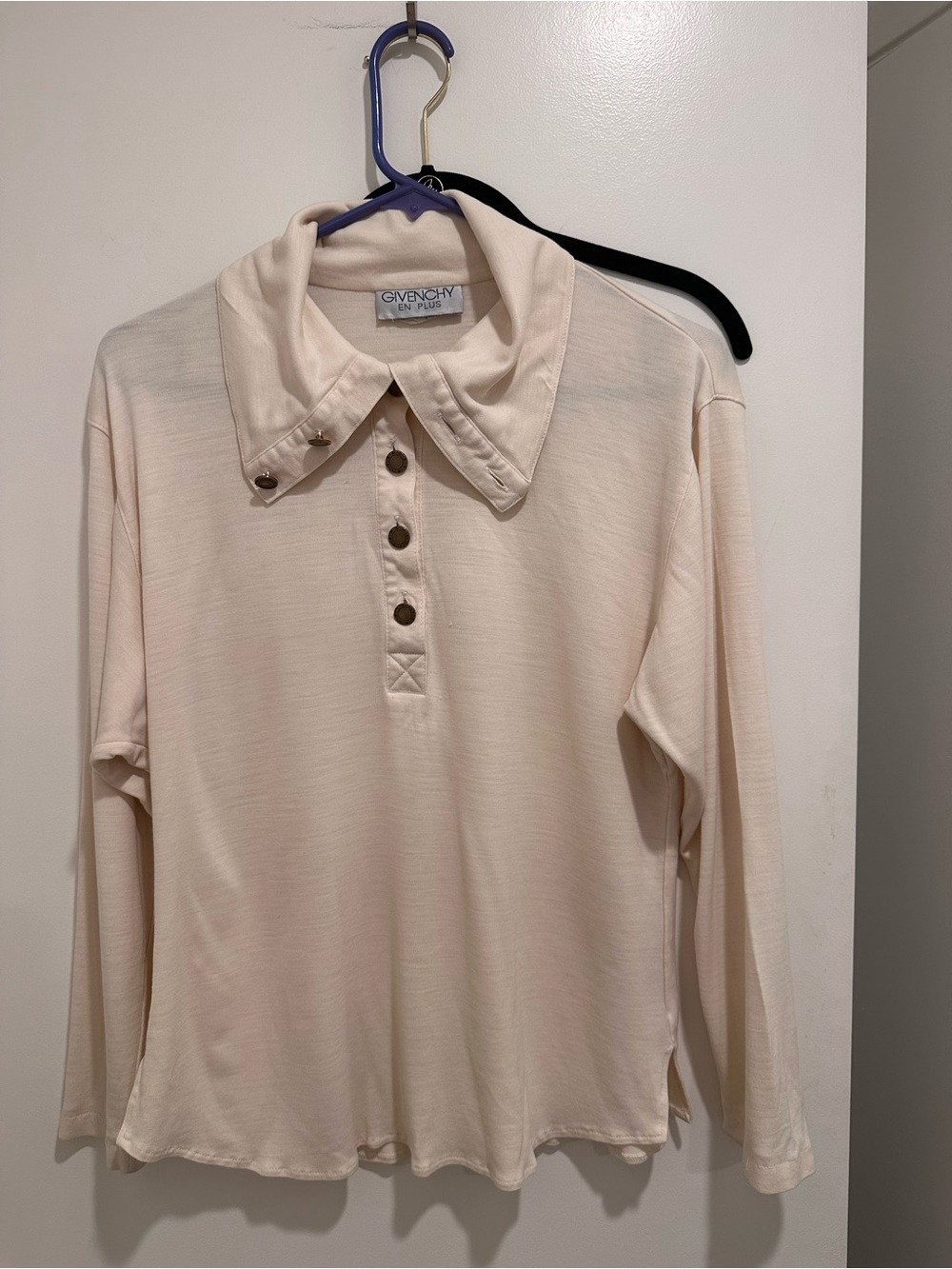 Givenchy Cream Button-Front Long Sleeve Polo